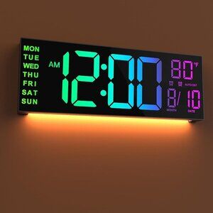 NEW 16" Large Digital Wall Clock with Remote Control, Dual Alarm with Big LED